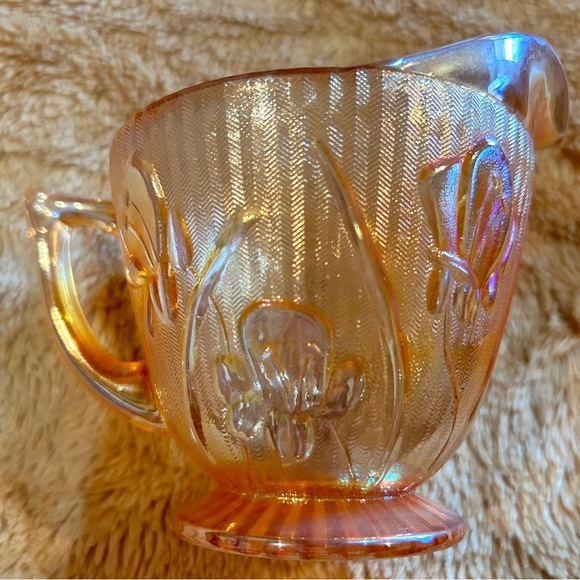Vintage Amber Gold Carnival Iridescent Indiana Glass Creamer - Picture 3 of 4
